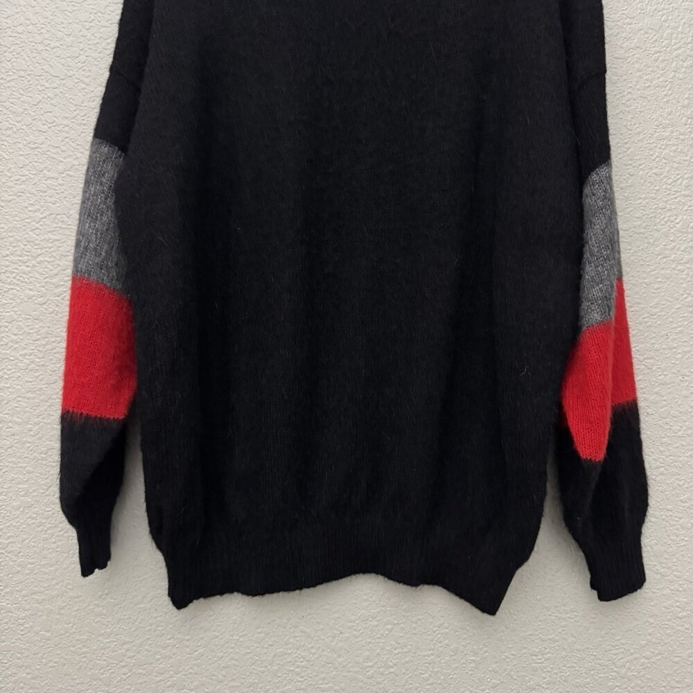 100% Alpaca Sweater Black Red Gray Argyle Peru Knit Pullover Danna Sonko - Picture 9 of 10